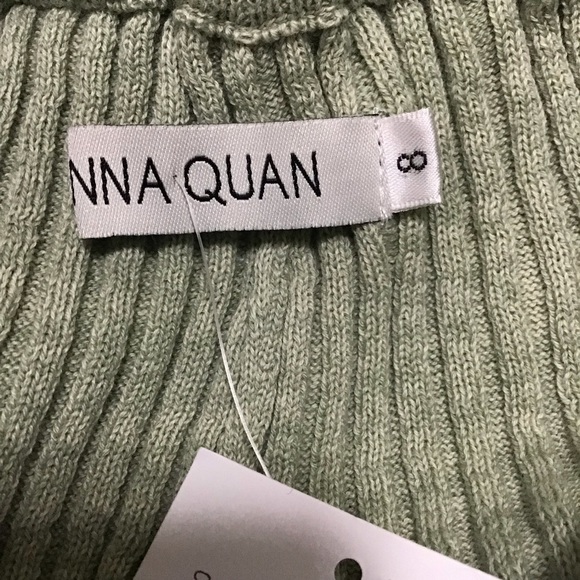 NWT Anna Quan Jordan Ribbed Cotton Wide Leg Pant in Sage Green Size 8. - Picture 9 of 12